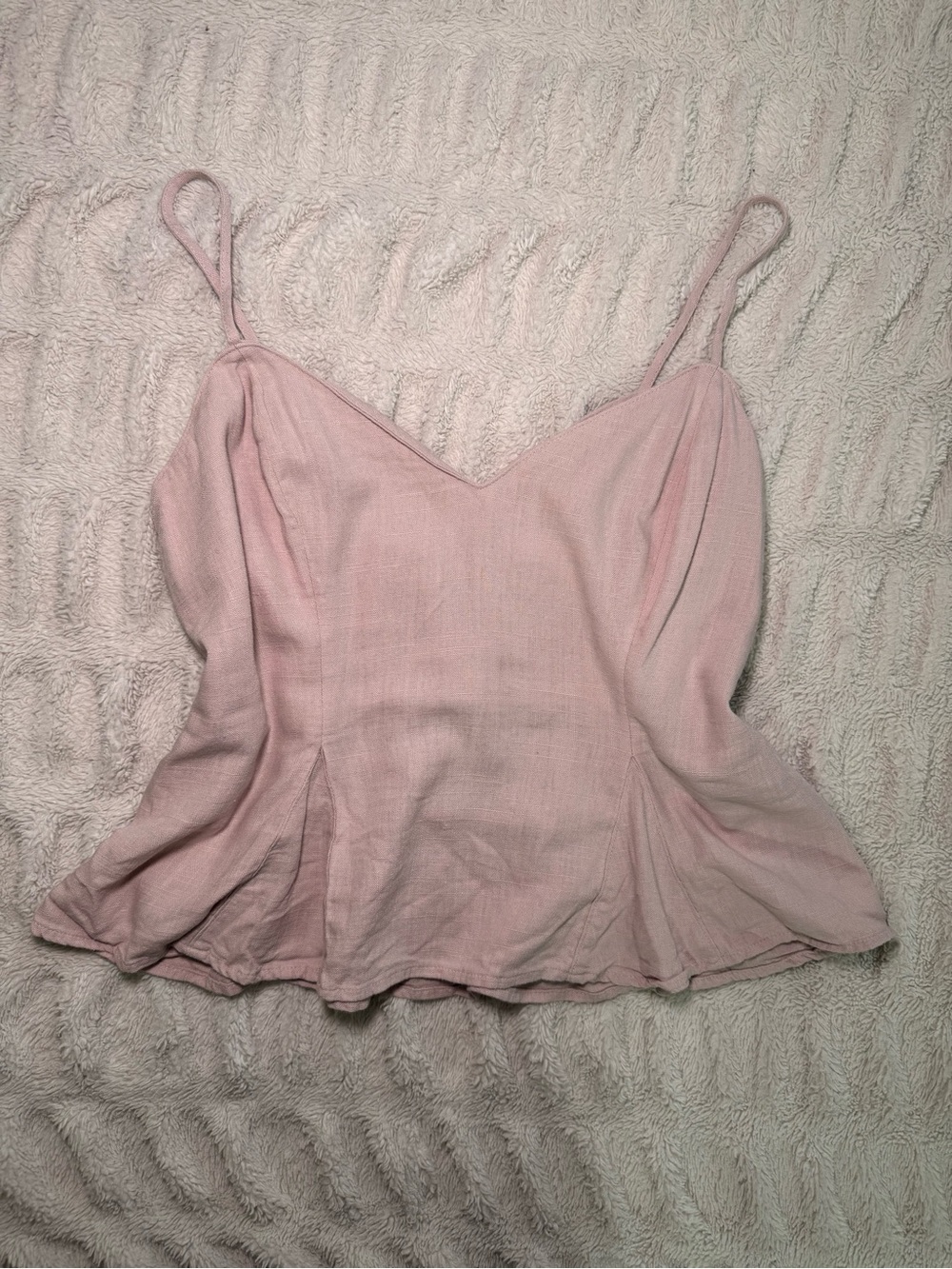 Express Light Pink Spaghetti Strap Peplum Camisole